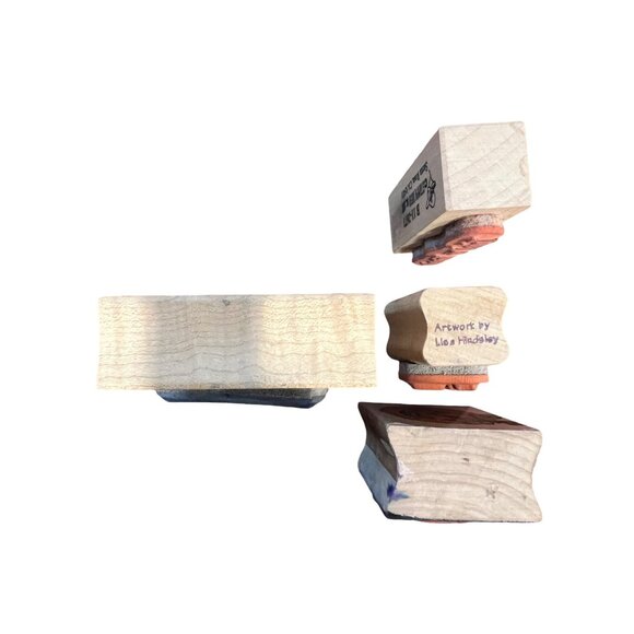 4 Vtg Misc Wood Mounted Rubber Stamps Halloween and Fall design - Picture 5 of 8